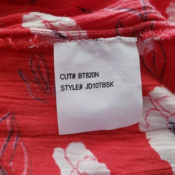 Billabong Skate Day Print Floral Mini Dress Size XS Red Skater V-Neck - Picture 9 of 9